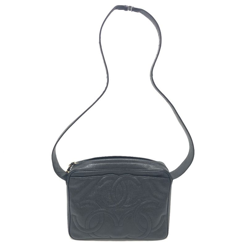 Chanel Shoulder Bag Triple Coco A04633 Caviar Skin Black