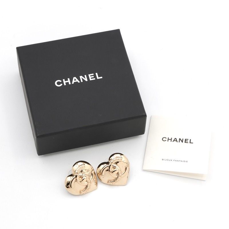 Chanel Earrings Earring Gold Coco Mark Heart