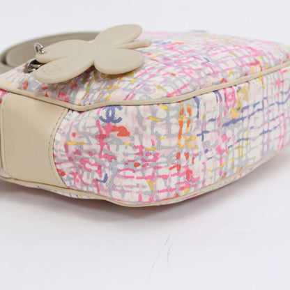Chanel Canvas Beige Shoulder Bag Silver