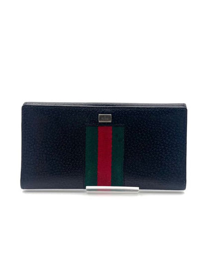 Gucci Long Wallet Sherry Line Fold Wallet Black Leather 09bs257