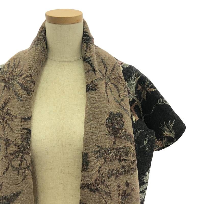 Christian DIOR | 2020ss | Wool Jacquard Fringe Shawl Poncho | S | Charcoal