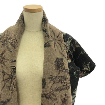 Christian DIOR | 2020ss | Wool Jacquard Fringe Shawl Poncho | S | Charcoal