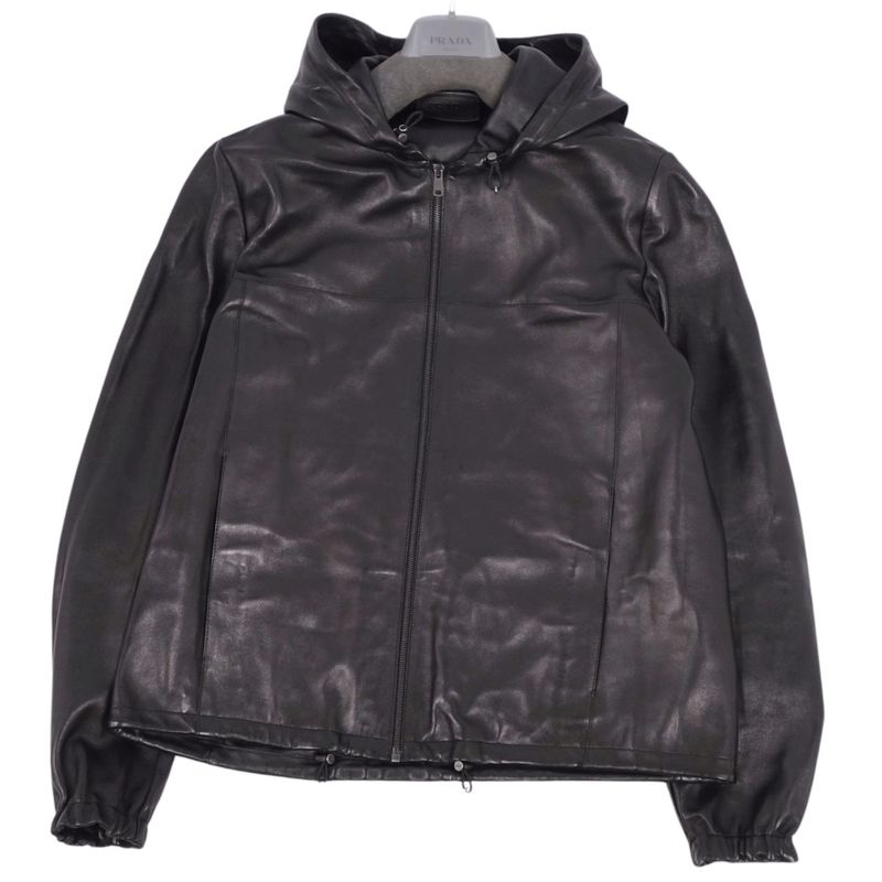 Prada 2020 Jacket Hoodie Leather Hoodie Zip