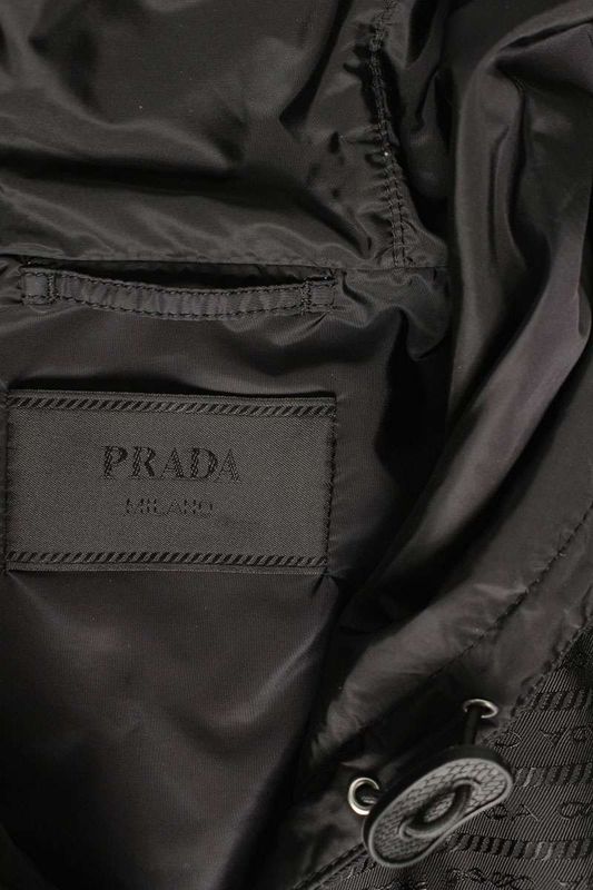 Prada Sgc057 Triangle Logo Plate Allover Nylon Coat Men's L