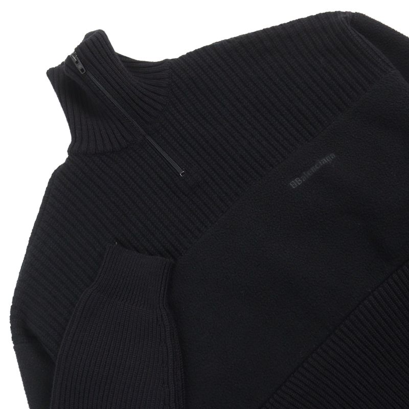 Balenciaga 20AW 641734 Oversized Half Zip Knit Sweater With Logo Pattern