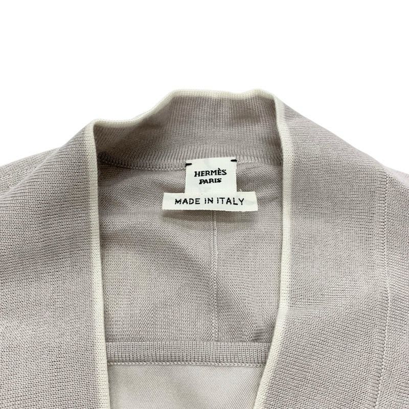 Hermes Outerwear Silk Gray Brown Cardigan Twill Rail Armor Etriers Belt