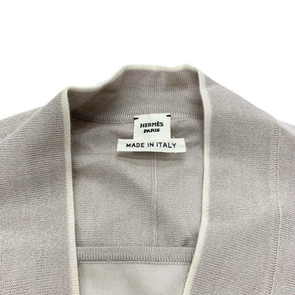 Hermes Outerwear Silk Gray Brown Cardigan Twill Rail Armor Etriers Belt