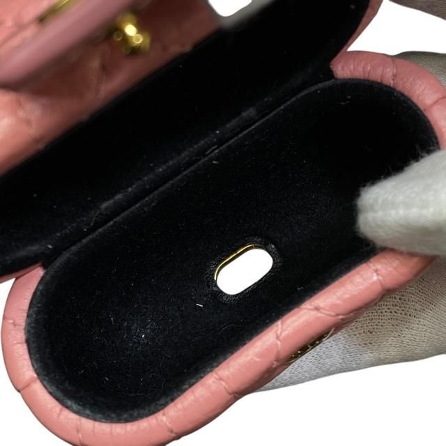 Christian DIOR Cannage Airpods Pro Case Earphone Case Lambskin Leather Pink