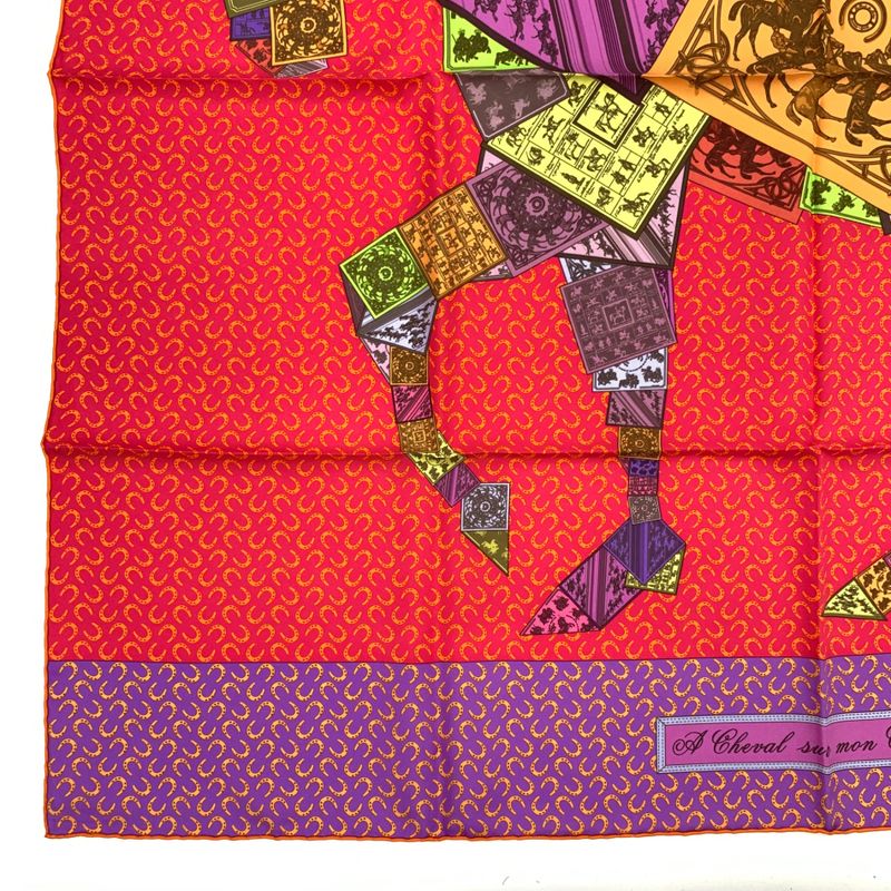 Hermes Carre 90 Cheval SUR MON Carre On Horseback Scarf 100% Silk