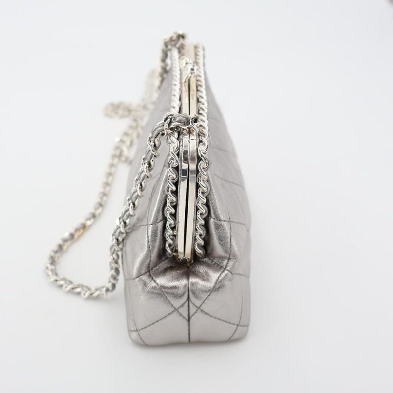 Chanel Fishmouth Chain Shoulder Bag Silver Vintage 3 Rd