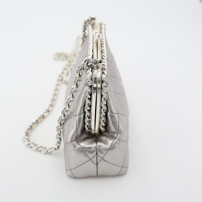 Chanel Fishmouth Chain Shoulder Bag Silver Vintage 3 Rd