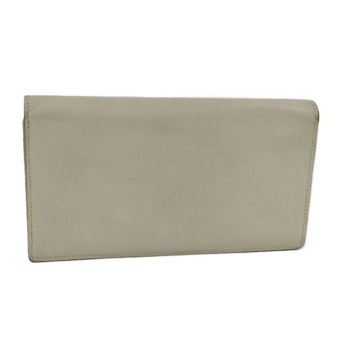 Hermes Citizen Long Silk Inn Bifold Long Wallet Leather Gray C Engraved