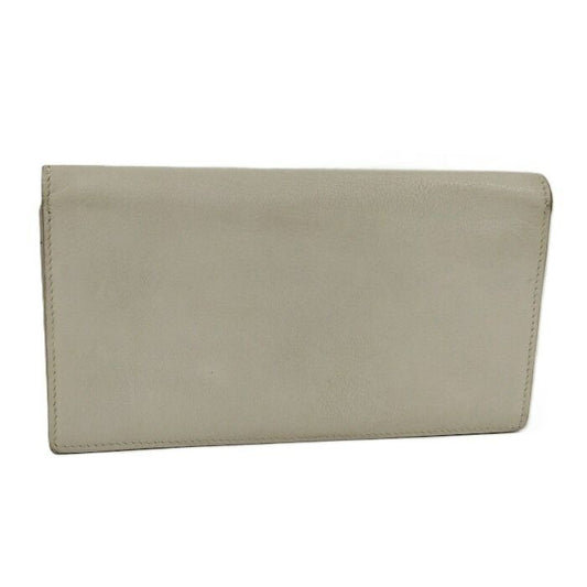 Hermes Citizen Long Silk Inn Bifold Long Wallet Leather Gray C Engraved