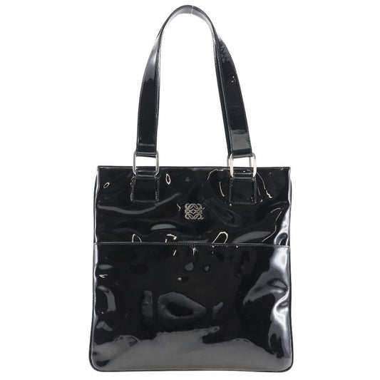 Loewe Anagram Enamel Black Women's Tote Bag