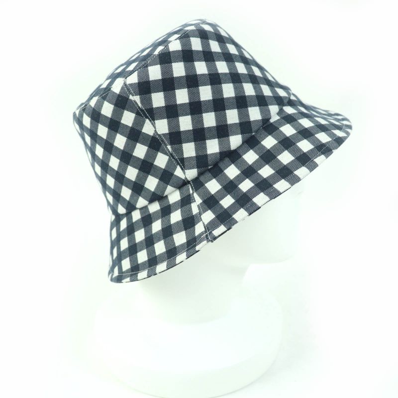 Christian DIOR 22SS 22vic923i130 Polyester Cotton Check Oblique Bucket Hat Navy