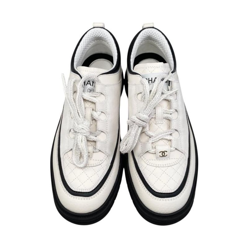 Chanel Sneakers Matelasse Coco Mark G46258 37 Size Suede Calfskin Lambskin