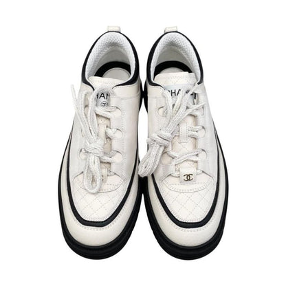 Chanel Sneakers Matelasse Coco Mark G46258 37 Size Suede Calfskin Lambskin