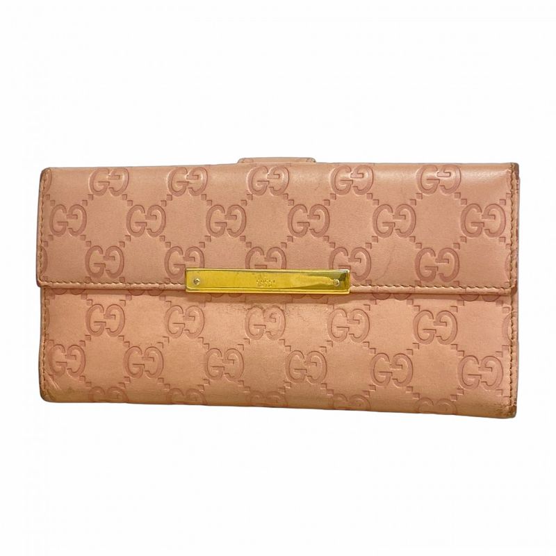 Guccissima 112715 Leather Pink Gold Hardware Women's Long Wallet