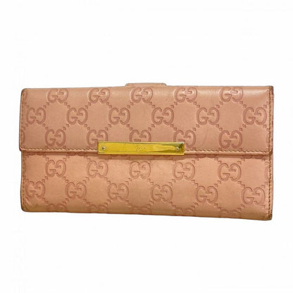 Guccissima 112715 Leather Pink Gold Hardware Women's Long Wallet