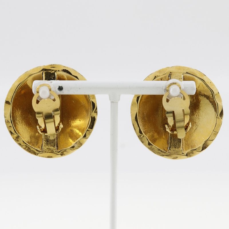 Chanel Coco Mark Matelasse Vintage Gold Plated Ladies 41g Earrings
