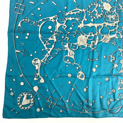 Hermes Carre 90 Cheval Fusion Cheval Fusion Blue Silk Scarf