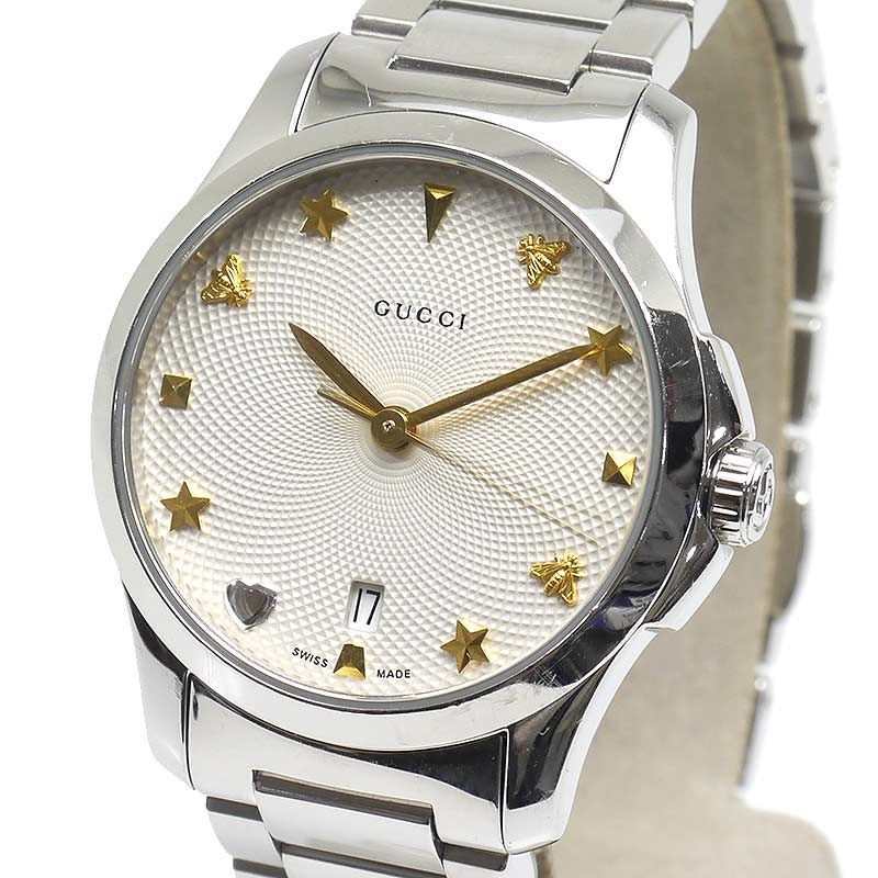 Gucci G-timeless 126.5 Ladies Quartz SS Silver Dial