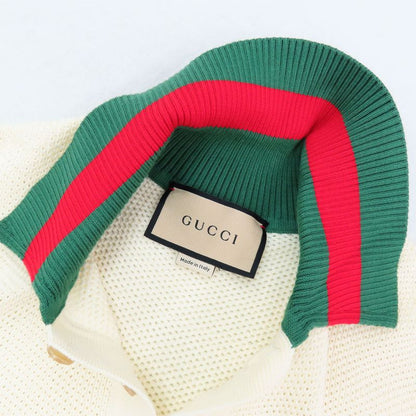 Gucci Knit Polo T-shirt 739954 Short Sleeve Collar Ivory - S Size