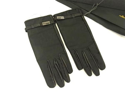 Fendi Zucca Poly/nylon/acrylic Resin Spandex Gloves Size 7.5 Black Fd3160