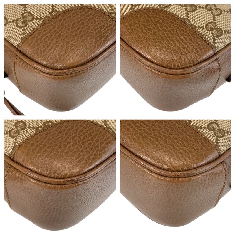 Gucci Brown Gold Hardware GG Canvas/leather 449413 Crossbody Shoulder Bag