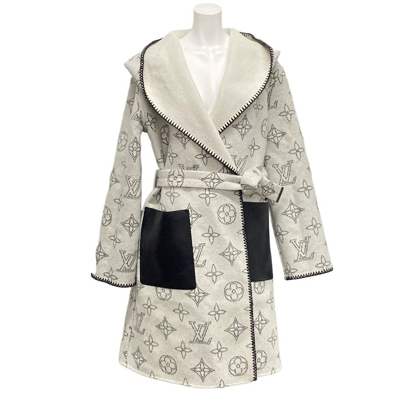 Louis Vuitton Coat Size 36 S Women's Hooded Wrap Coat Mahina Foco04r90 Light