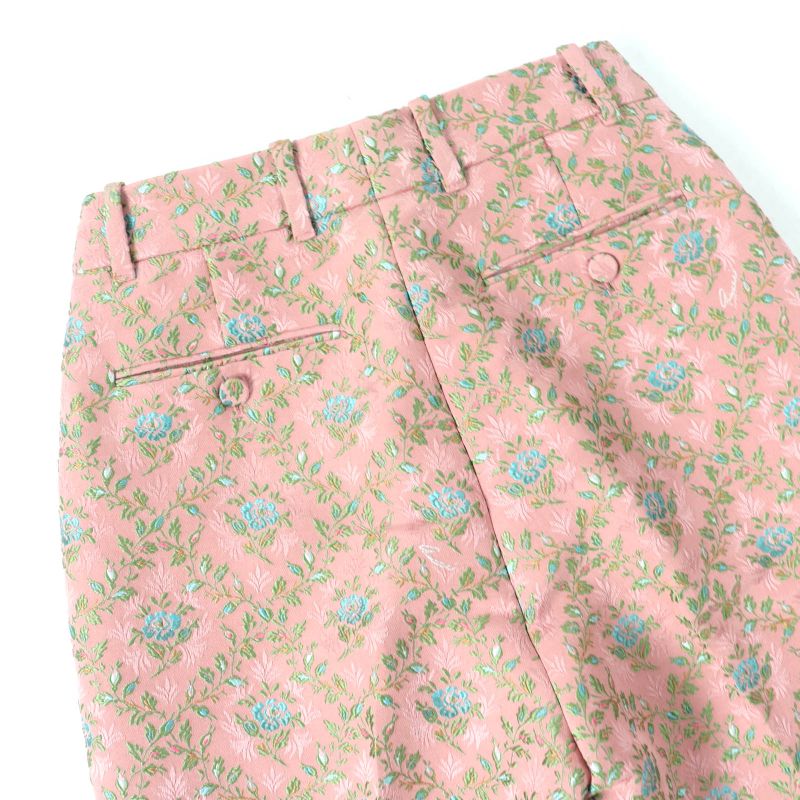 Gucci 621738 Silk Blend Flower Jacquard Flared Center Press Pants Pink 36 Made