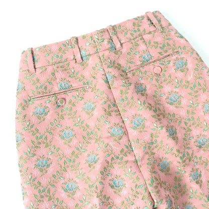 Gucci 621738 Silk Blend Flower Jacquard Flared Center Press Pants Pink 36 Made