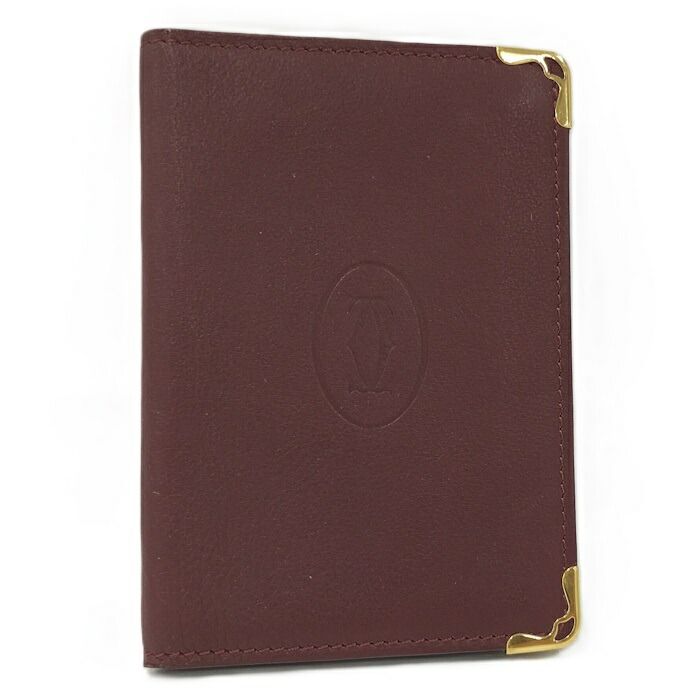 Cartier Mustline Card Case Business Card Holder Leather Bordeaux