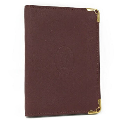 Cartier Mustline Card Case Business Card Holder Leather Bordeaux