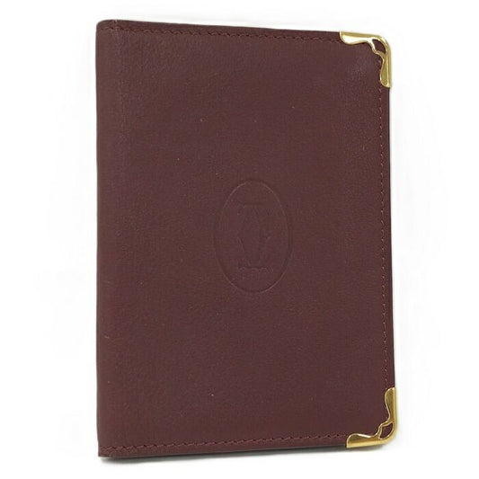 Cartier Mustline Card Case Business Card Holder Leather Bordeaux