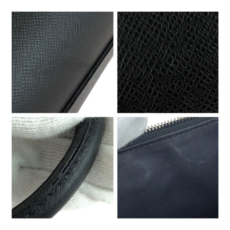 Louis Vuitton Taiga Anton Black Silver Hardware Leather M33416 Business Bag