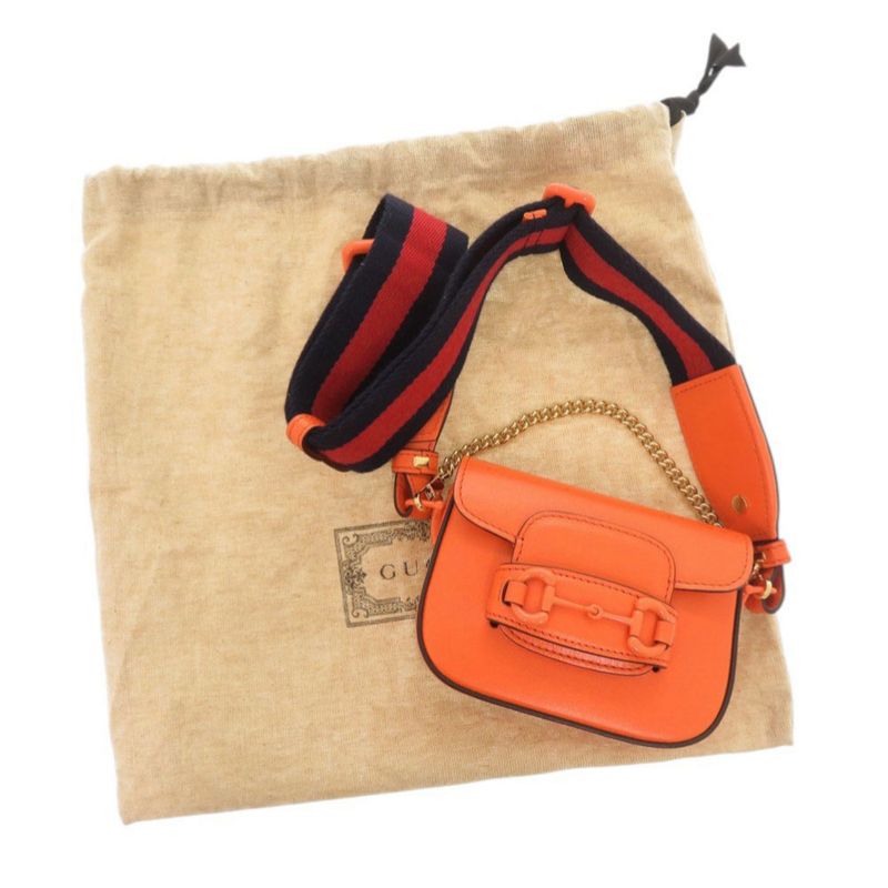 Gucci Horsebit 726863 Leather Orange Mini Shoulder Bag 0567 Gucci