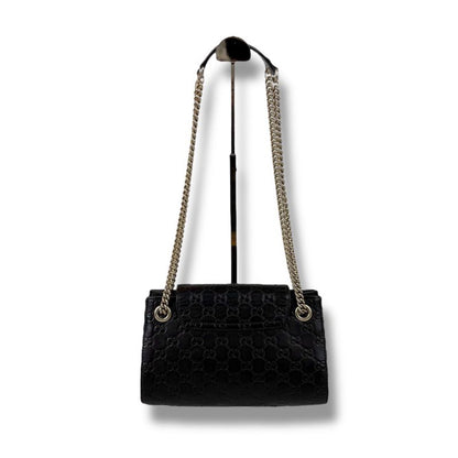 Gucci Chain Mini Shoulder Bag Sima Leather Black 2WAY Tassel Horsebit