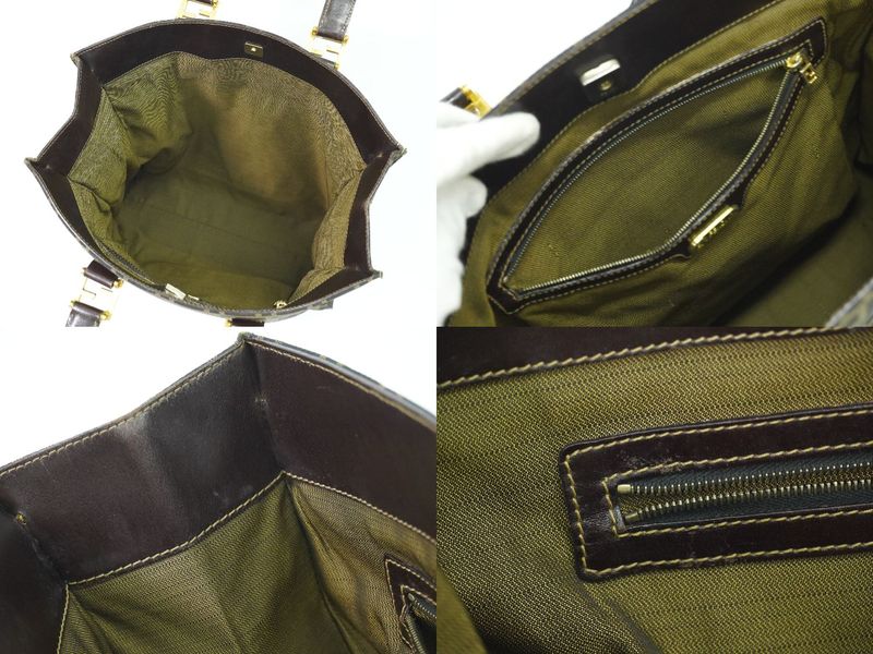 Authentic Fendi Zucca Tote Handbag Canvas Brown Zucca Bag Pre-owned [follow-up