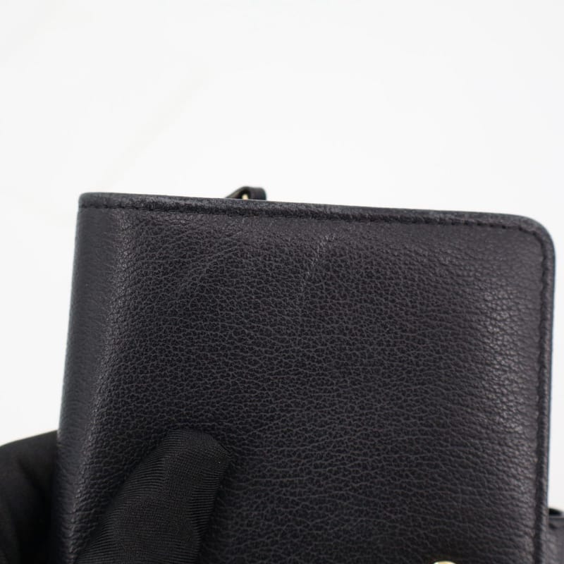 Chanel Camellia Bifold Wallet Leather Black
