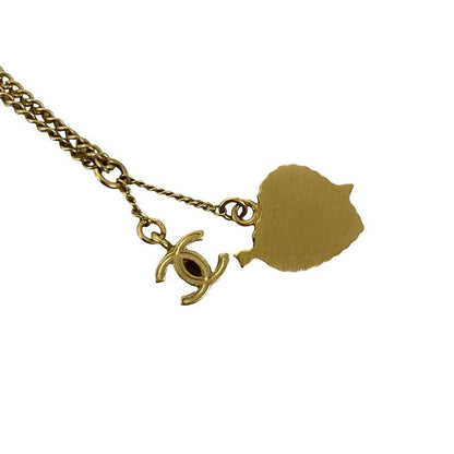 Chanel Coco Mark Heart Motif Chain Necklace Pendant 10P