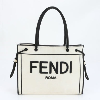 Fendi Logo Shopper Medium 8bh378 Tote Bag Shoulder Hand A4 Genuine Leather