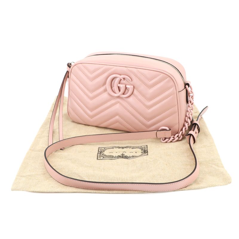 Gucci GG Marmont Quilted Small Chain Shoulder Bag Leather Pink 447632 90298102