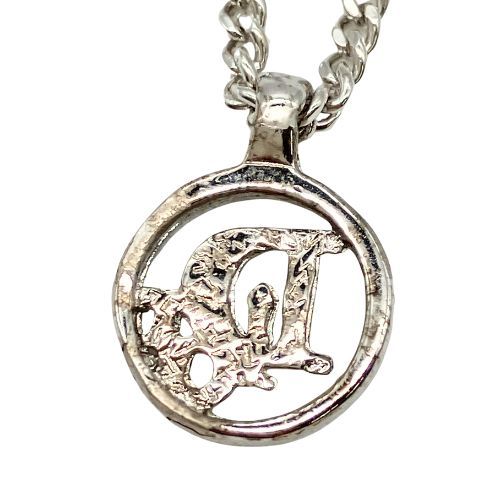 DIOR Necklace Plated Metal Plated Metal Vintage Logo Round Silver