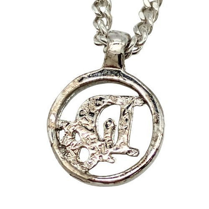 DIOR Necklace Plated Metal Plated Metal Vintage Logo Round Silver