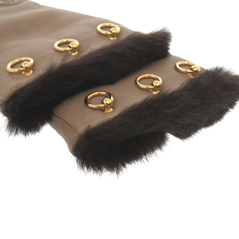 Hermes Cashmere Lambskin Size 75 Brown Gloves 1415 Hermes