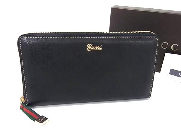 Gucci 152611 4276 Sherry Line Leather Round Zipper Long Wallet Coin