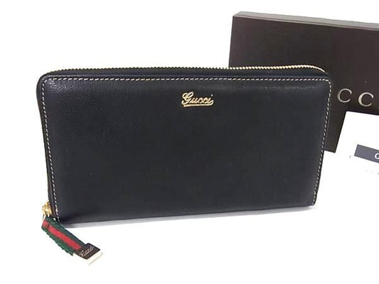 Gucci 152611 4276 Sherry Line Leather Round Zipper Long Wallet Coin