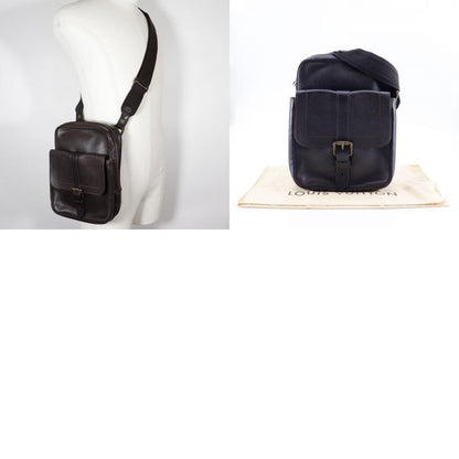 Louis Vuitton Iroquois Utah M92534 Leather Cafe Brown Th1047 Men's Shoulder Bag