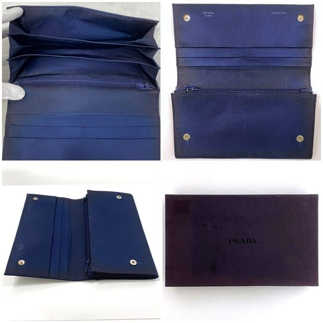 Prada Bifold Long Wallet Navy Blue Tessuto Wallet Nylon Preowned